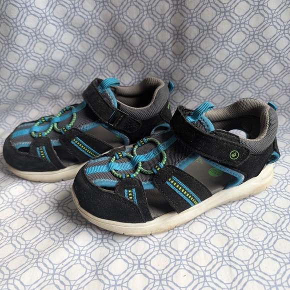 Stride Rite 360 Black and Blue Sandals Size 10C - Picture 1 of 3